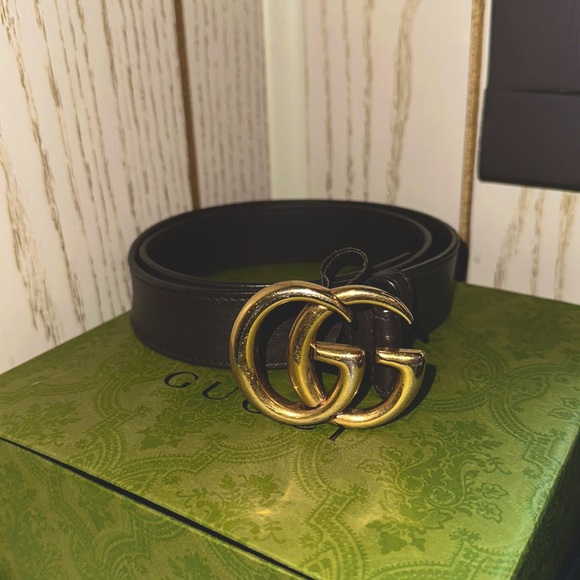Gucci Accessories Authentic Gucci Belt Brown And Gold Thin Womens
